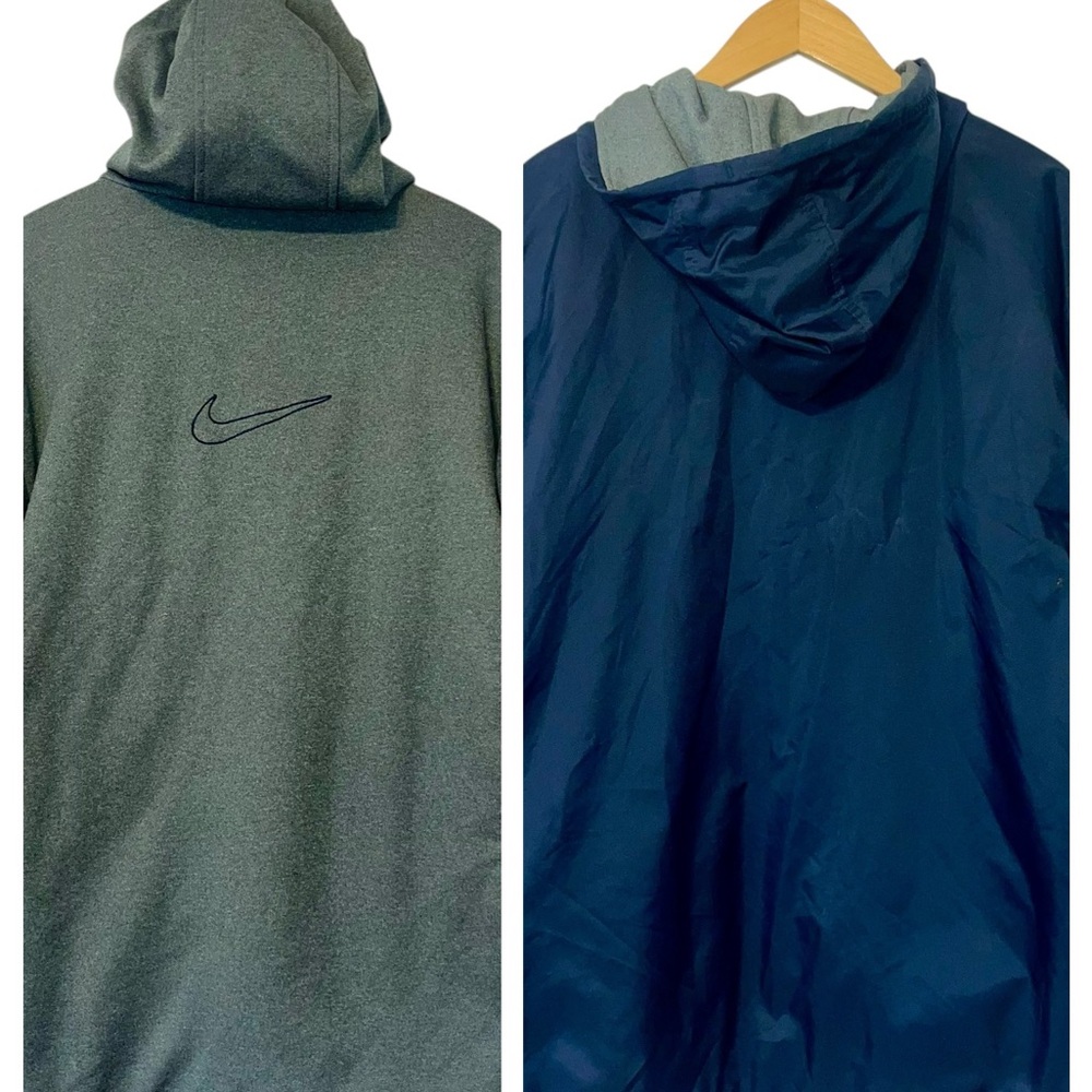 Vtg Nike Reversible Jacket Sz SM Blue Gray Insulated 90s Full Zip Swoosh Y2K‎